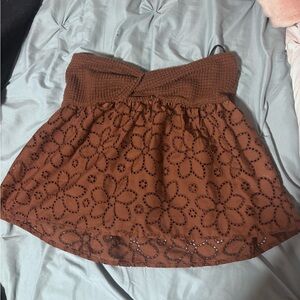 SHEIN Brown Floral Lace Crop Top